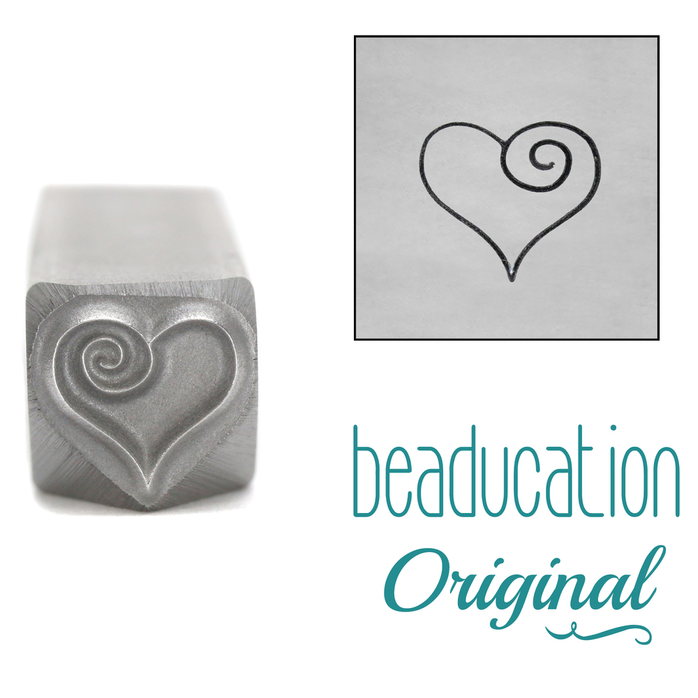 Metal Stamping Tools Heart Spiral Metal Design Stamp, 7.5mm - Beaducation Original